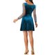 thumbnail image 3 of INSPIRE CHIC Vestido de Terciopelo para Mujer Cuello Cuadrado Manga de Malla Abullonada Estampado de Estrellas Vestidos de Fiesta de Graduación Azul Oscuro XS, 3 of 6