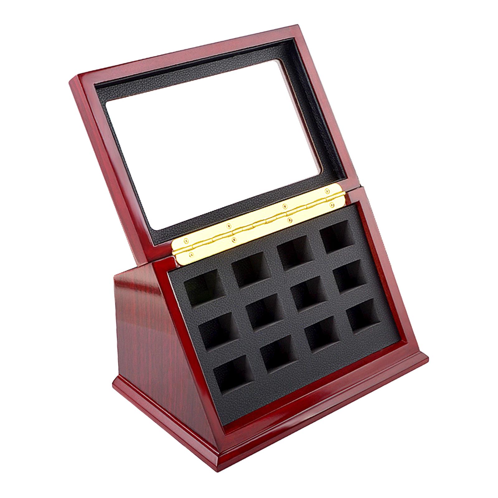 Magideal - Caja De Exhibición De Anillo De Caja De Almacenamiento De Colección De Madera 12 Ranuras Soporte De Anillo Caja De Joyería De Madera Para