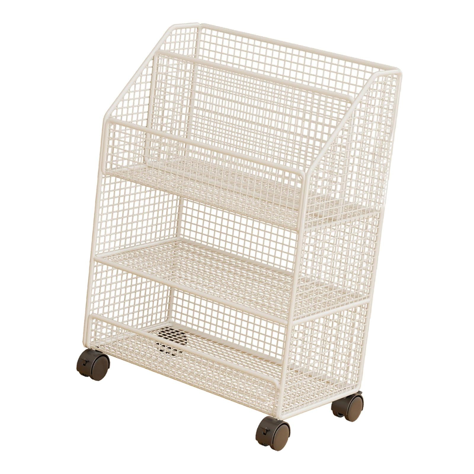 Bothyi - Carrito Para Libros Con Ruedas, Construcción Robusta, Carrito De Almacenamiento Para Oficina, Biblioteca, Despensa, Blanco, 3 Capas