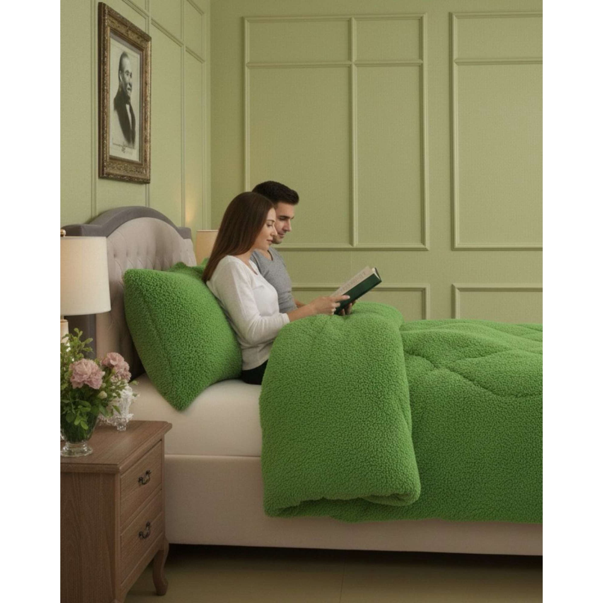 Myl Todo Hogar - Plumón Cubrecama 2 Plazas Sherpa Peludo Invierno Diseño Suave