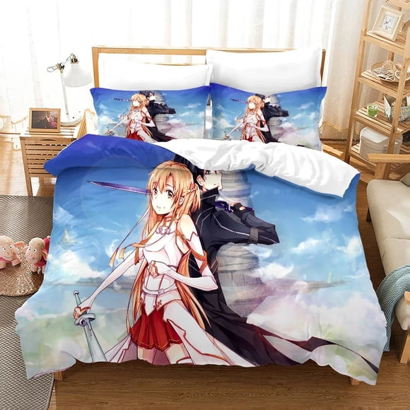 High Quality Digital Printed Sword Art Online Pattern Duvet Cover with Pillow Cover Bedding Set Bed Set Bedroom Deocr Bed Sheets