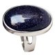 thumbnail image 2 of Anillo de dedo de la boda de piedras preciosas ovales de cristal natural ajustable banda negro, 2 of 3