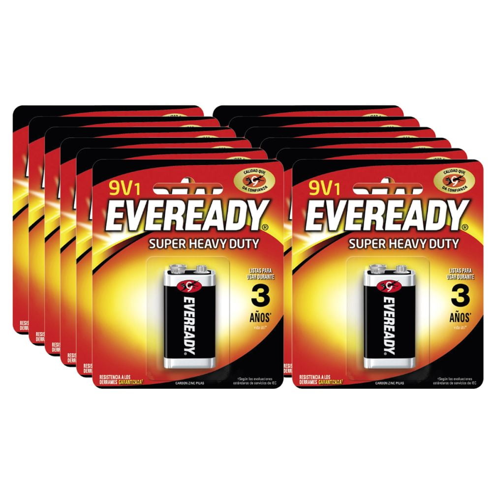 Eveready - Pack 12 Batería 9v Extra Duración