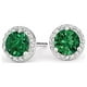 thumbnail image 1 of Aros Paris Jewelry 14K White Gold Plated 1/2 Carat Round Created Emerald Halo Stud Mujeres, 1 of 3