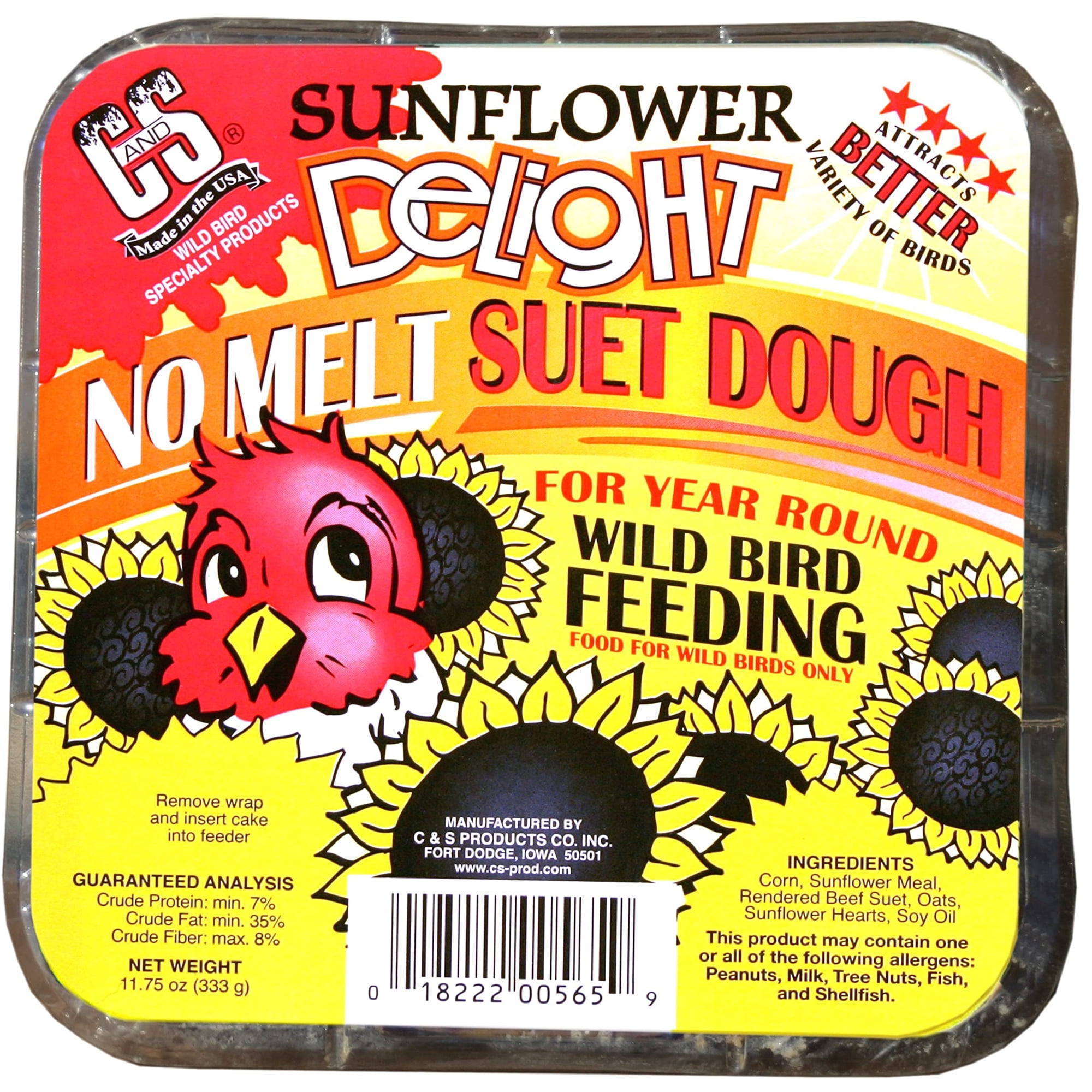 Wild Bird Food C&S Sunflower Delight, sin sebo derretido, 333 g