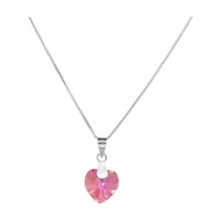 Fershop - Collar De Plata Corazón Cristal Rosa