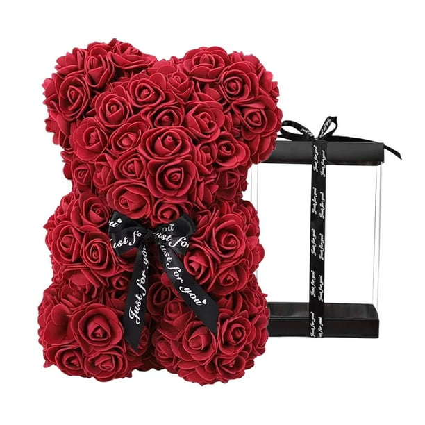 Oso Floral De Espuma, Decoración De Oso Con Caja Para Mujer, Mamá De Hija, Hijo, Color Rojo