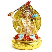 Feng Shui Import - Estatua De Buda Manjushri De Metal Engalanada Con Joyas De Feng Shui En Latón