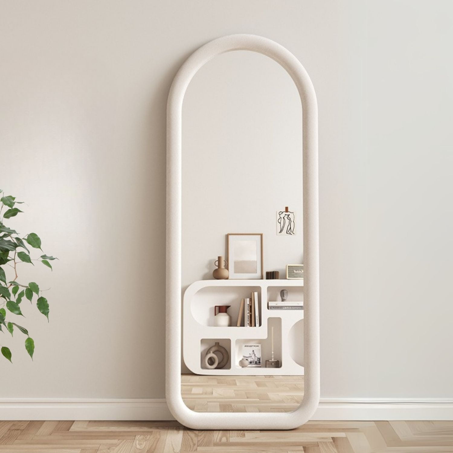 Santú Home & Deco - Espejo Curvo Cuerpo Entero Blanco 180x80cm