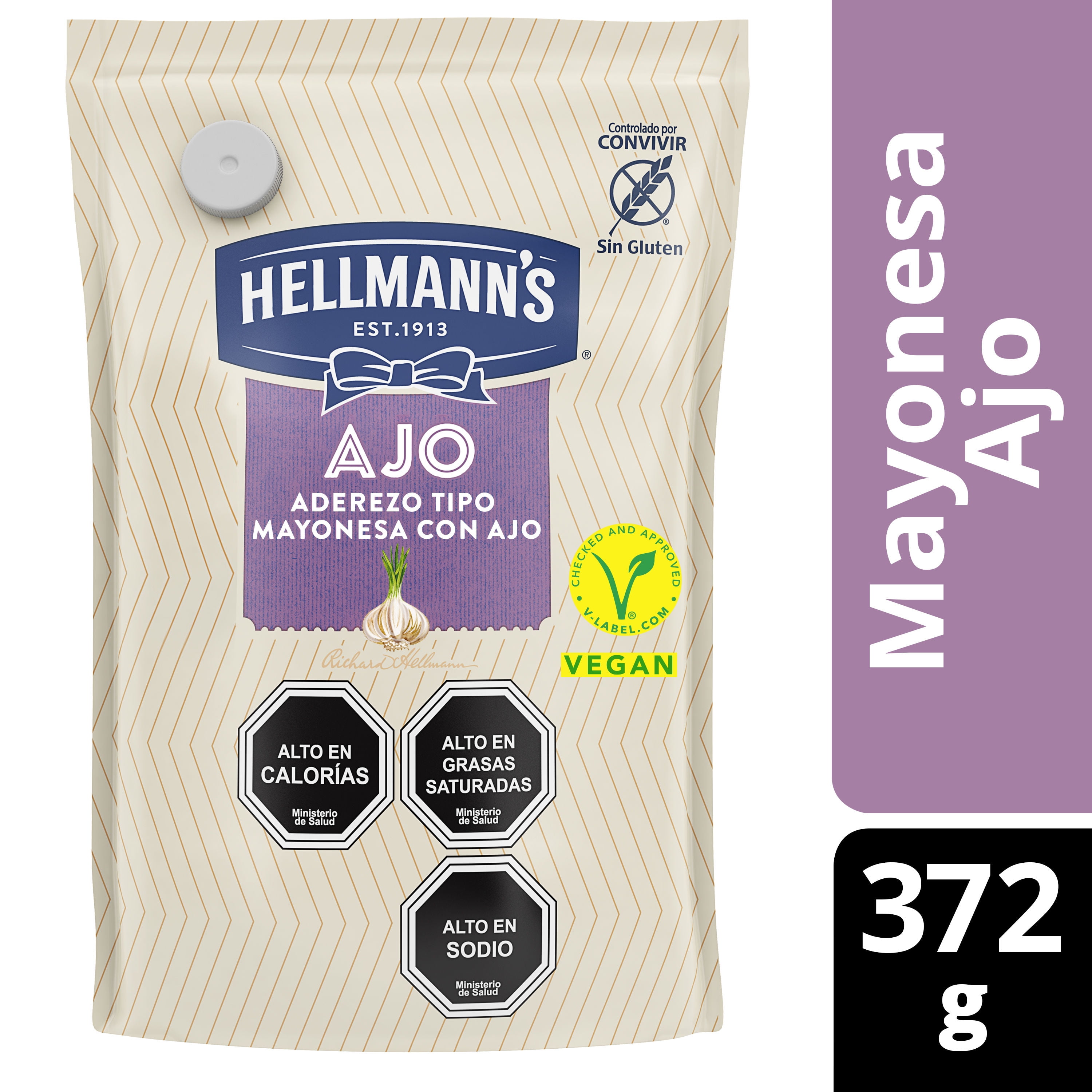 Aderezo Tipo Mayonesa Sabor Ajo Doypack 372 g Hellmann's