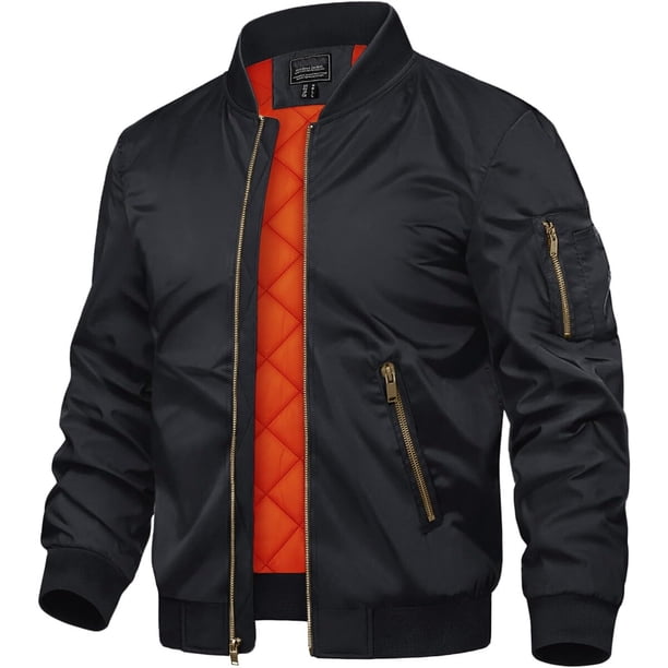 TACVASEN Chaqueta bomber para hombre, abrigada y cortaviento para otoño e invierno
