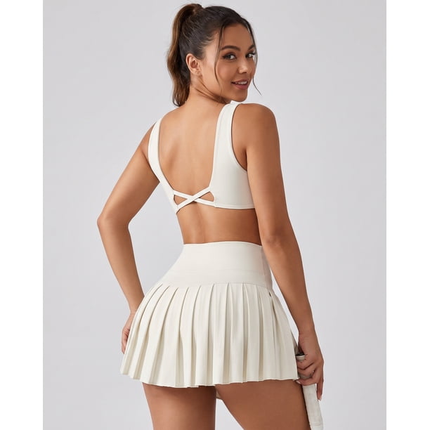 Conjunto Fitness Mujer Falda Short Plisada Y Top Deportivo