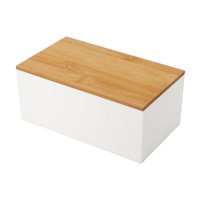 Magideal - Estuche Organizador De Baño Caja De Almacenamiento De Escritorio Duradero Versátil Con Tapa Caja De Almacenamiento De Cosméticos Caja Organizadora De Tapa Plana Blanca