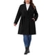 thumbnail image 2 of Abrigos de invierno para mujer de talla grande de Agnes Orinda, abrigos de guisante midi con solapa de un solo pecho y cinturón, con bolsillo, 1X negro, 2 of 6
