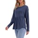 thumbnail image 4 of INSPIRE CHIC Top de Punto de Waffle para Mujer con Mangas Largas Blusas Peplum Babydoll XS Azul Oscuro, 4 of 6