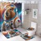 thumbnail image 1 of Capibara-theme 4-Piece Shower Curtain Set with Rugs, Waterproof Bathroom Decor Set Includes Bath Mat, U-Shaped Rug, Toilet Lid Cover and Curtain with Hooks, 1 of 6