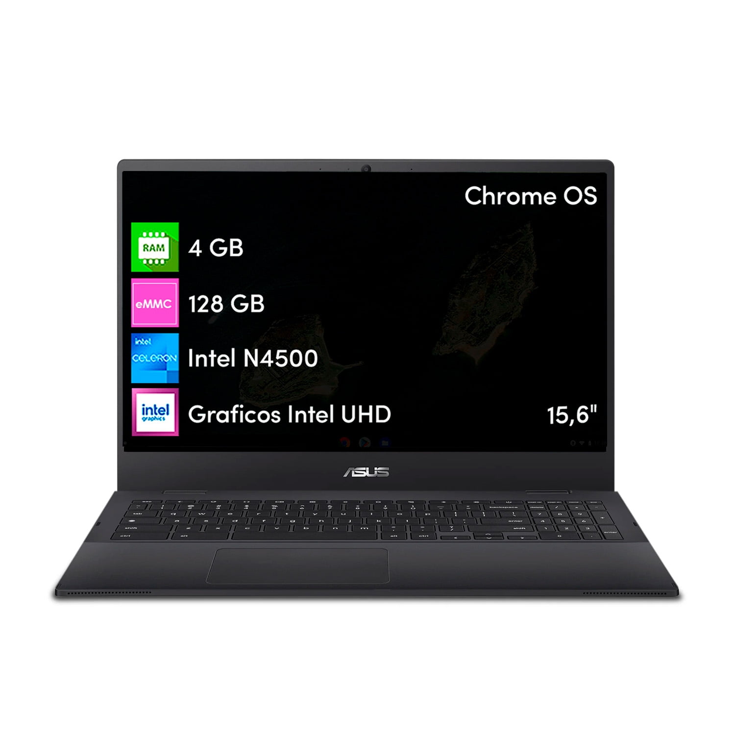 Notebook Chromebook Asus Celeron 4gb 128gb Ssd 15.6' Hd