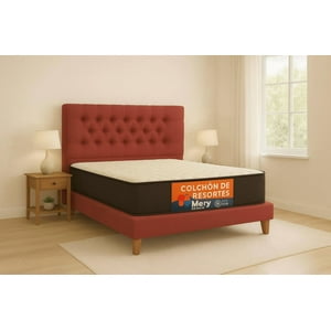 Ethan Desing - Cama Plaza Y Media Burdeo Capitoné + Colchon Mery Desing