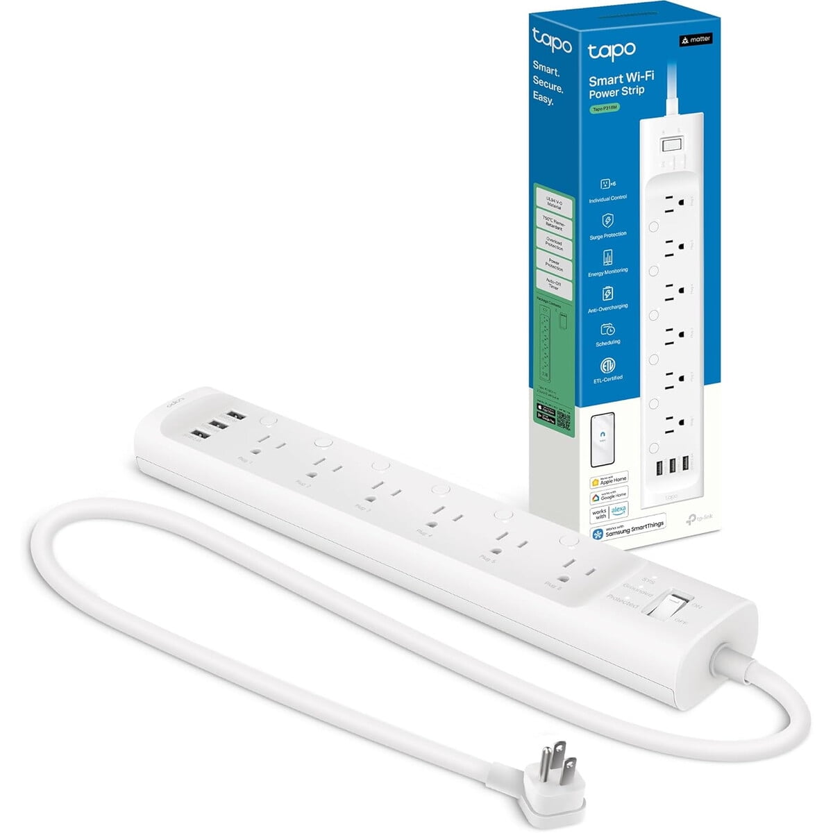Tapo - Zapatilla Inteligente Wifi Tplink P316m 6 Enchufes Matter