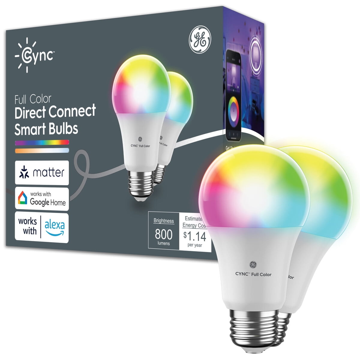 Ampolleta Led Inteligente Ge Cync A19 9.5w 800lm Multicolor Wifi