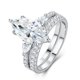 thumbnail image 2 of Juego de Anillos de Compromiso de Moissanita de 3 Quilates Color D VVS1 Apilables para Mujer, Juego de Anillos Nupciales de Plata Esterlina 925, Juego de Anillos de Boda Marquesa Talla 5-9, 2 of 6