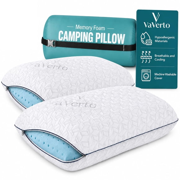 Par de almohadas de camping Vaverto de espuma viscoelástica
