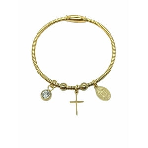 Elbauldejuma - Pulsera Magnética Medalla Virgen Guadalupe Y Dijes