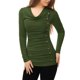 thumbnail image 1 of INSPIRE CHIC Top de Mujer con Cuello de Cisne de Manga Larga, Decoración de Botones, Frente Fruncido, Ajuste Regular, Pulóver XS Verde, 1 of 5