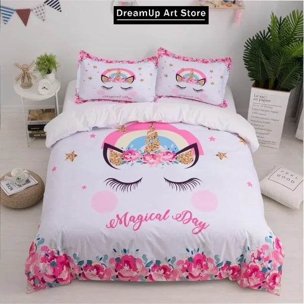 Fashion UnicornLovely Bedding Set Boys Girls Duvet Cover Pillowcase Bed Adult Bedroom
