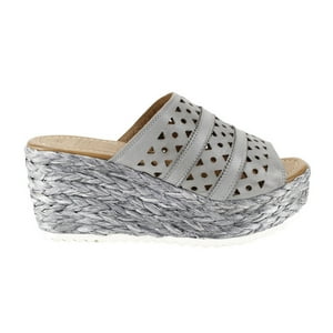 Sandalia Exs Cuero Troquelada Gris