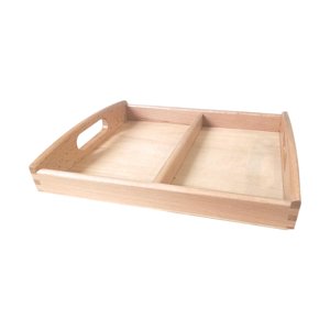 Bothyi - Bandeja De Clasificación De Madera Montessori, Soporte Para Juguetes De Dos Compartimentos Para Exhibición De Tarjetas