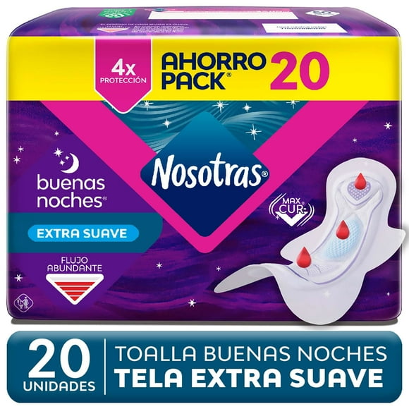 Toallas Higiénicas con Alas Buenas Noches Tela Suave Algodón, 20 Un