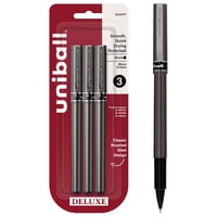 Bolígrafo Rollerball Uni-Ball Deluxe, 0,5 Mm, Tinta Negra, Paquete De 3