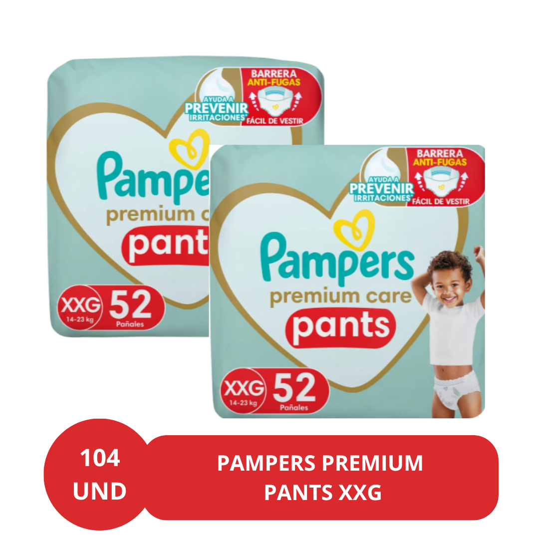 Pack X2 Pañales Desechables Pampers Premium Care Pants Xxg 104 Uds