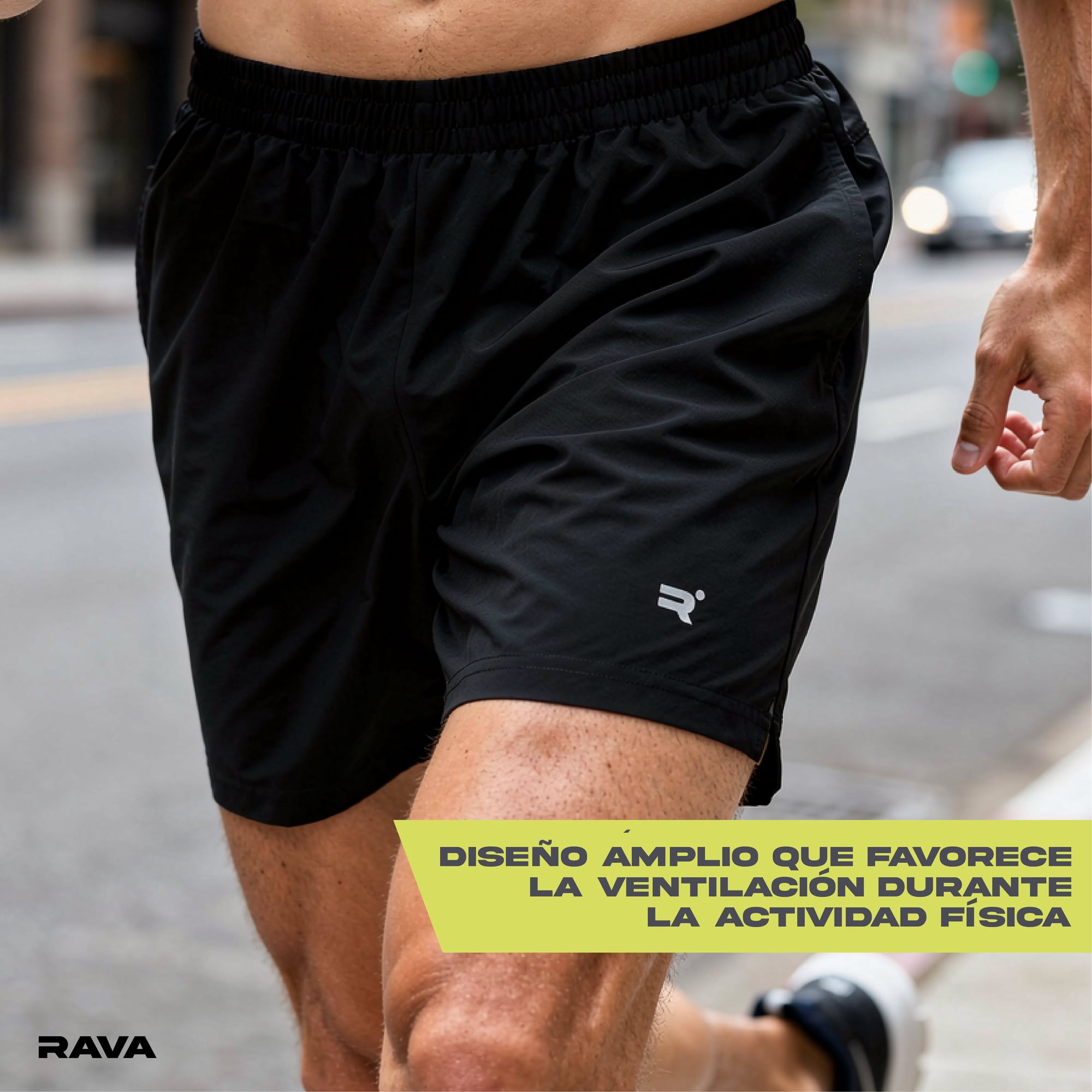 Short Deportivo Bolsillo Hombre Poliester Rava Activewear L