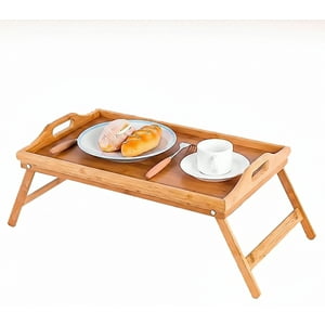 Genérico - Bandeja Desayuno Cama Plegable Madera Natural Multifuncional