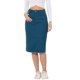 thumbnail image 1 of INSPIRE CHIC Falda de Mezclilla de Cintura Alta para Mujer, Falda de Jean hasta la Rodilla con Dobladillo Deshilachado y Bolsillos Azul Pavo Real XS, 1 of 6