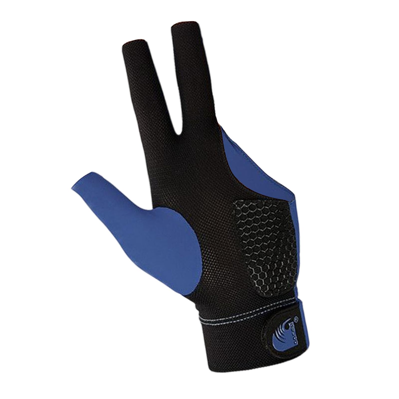 Ioensy - Guantes De Billar Antideslizantes De 3 Dedos Elásticos Para Mano Izquierda Para Mujeres Y Hombres Ropa De Mano Azul Oscuro