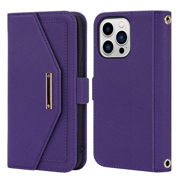Crossbody Wallet Phone Case, Card Slot Holder Lanyard Chain Strap Zipper Bag For IPhone 14 Pro Max (6.7")