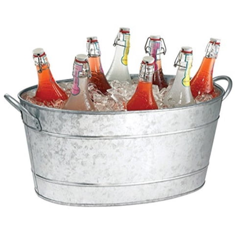Tina Para Bebidas Benzara De Acero Galvanizado Con Asas,