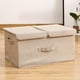 thumbnail image 5 of Cajas de almacenamiento con tapa y asa, contenedores organizadores plegables para ropa de cama, cestas cúbicas con divisor extraíble para el hogar, dormitorio, armario, oficina., 5 of 6
