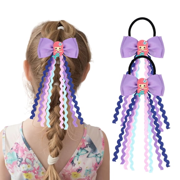 Ligas para el Cabello Usakinon con Lazo de Sirena 2 Paquetes Morado