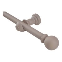 Metalhsa - Set Barra Para Cortina Simple 25 Mm De Madera 2,00 Mt Color Macchiato Terminal Bola