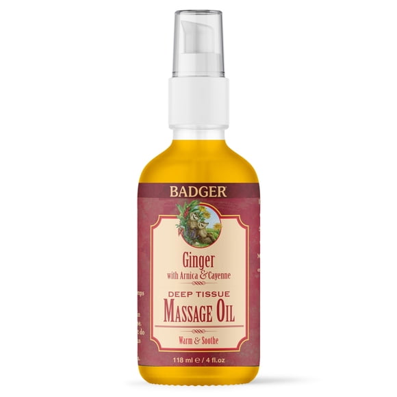 Aceite de masaje Badger de jengibre 100% orgánico con árnica y cayena 120 ml