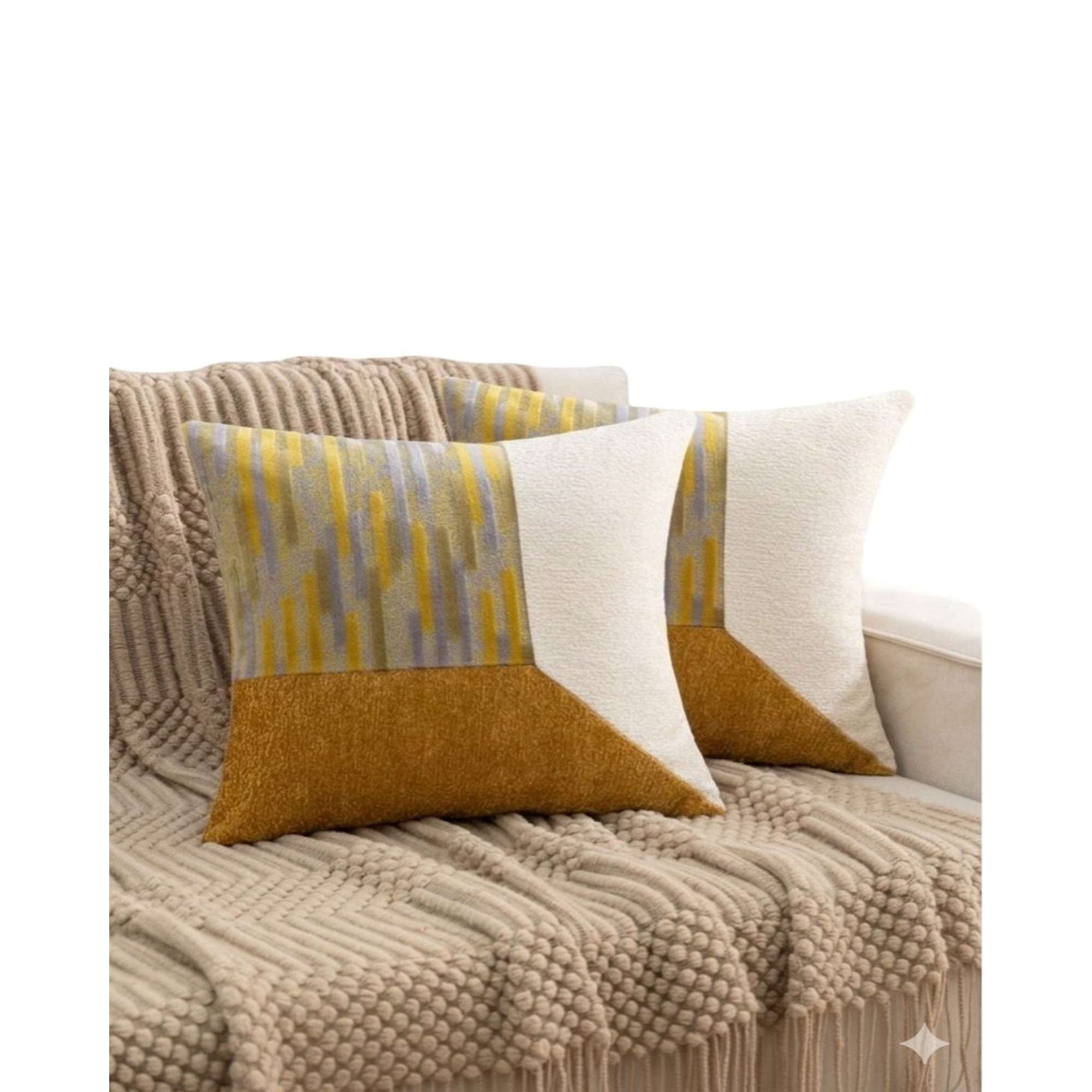 Genérico - Pack De 2 Fundas De Cojin Chenille De Empalme Multicolor 2