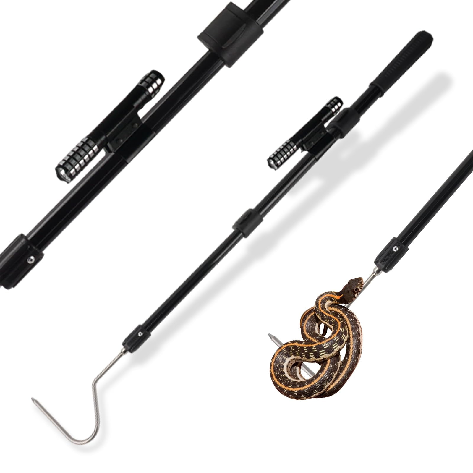 Gancho Capturador de Serpientes Smarkey con Pinzas y Palo Largo para Manejo y Captura de Serpientes de Cascabel, Cabeza de Cobre, Pitón Bola, Cobra, Serpiente de Maíz, Boa Rosada y Reptiles