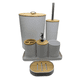 thumbnail image 3 of Juego Accesorios Set De Baño 6 Piezas Bambú Cepillo WC Blanco + Cortina De Obsequio, 3 of 7