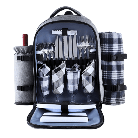 Mochila Picnic + 30 Utensilios Para 4 Personas Outdoor