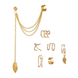 Ioensy - 7X Pendientes De Clip De Oreja Estrella De Hoja Geométrica Para Mujer Para Fiesta De Vacaciones Boda Oro