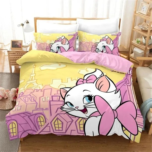 Mary Cat Duvet Cover Pillowcase, Cute Home Room Bedroom Bedding Set Boy Girl Duvet Cover Pillowcase Gift Queen Double Bed Bed Sheets